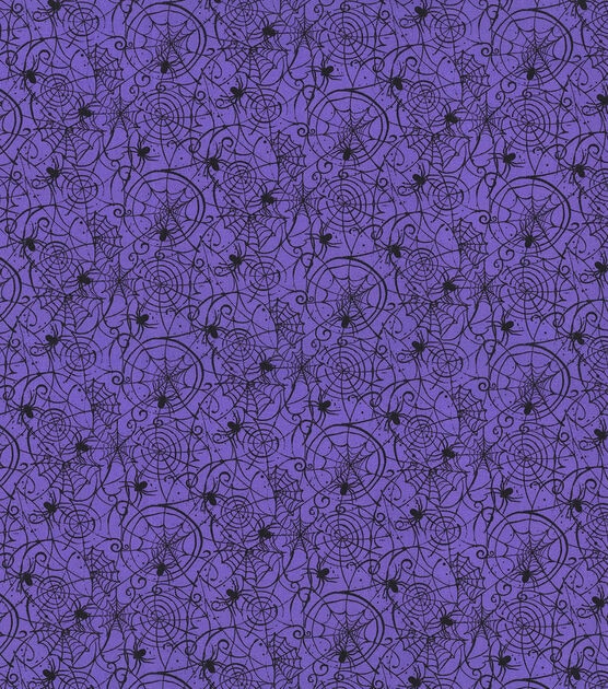 Fabric Traditions Bewitched Spider Web Purple Halloween Cotton Fabric, , hi-res, image 2