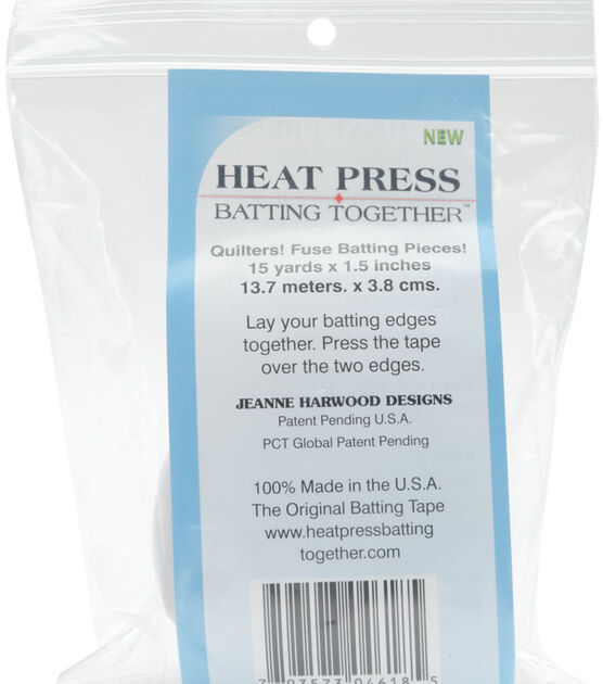 Heat Press Batting Together Fuse Batting Tape 1.5''x15 yds White