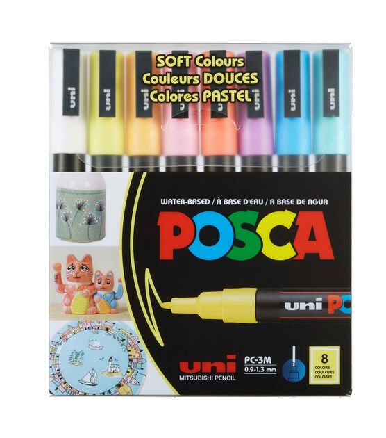 POSCA 8 Color Paint Marker Set PC-3M Fine Soft Colors