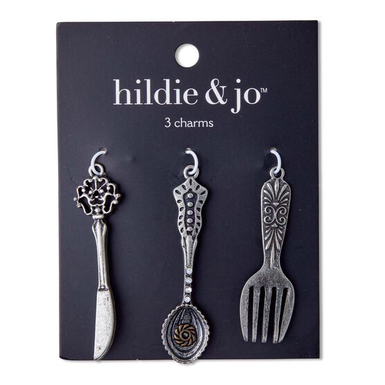 3ct Oxidized Silver Utensil Charms by hildie & jo