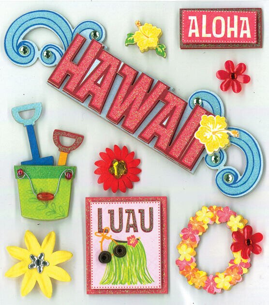 K&Company 8 pk Grand Adhesions Dimensional Stickers Hawaiian Bliss