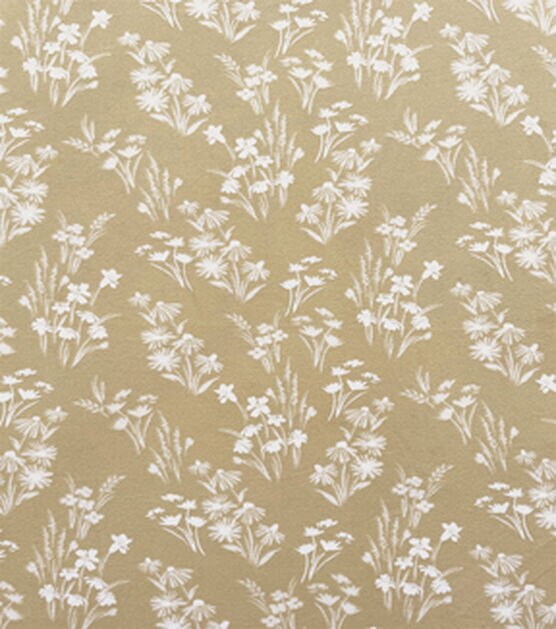 Tan Wildflower Jersey Knit Fabric, , hi-res, image 1