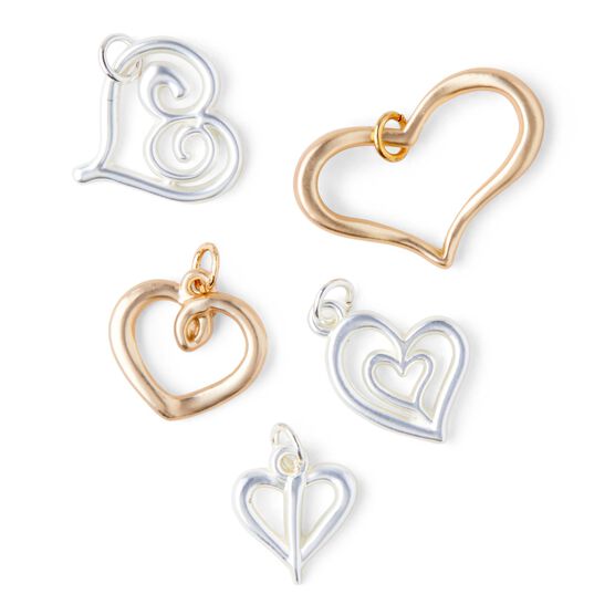 5ct Gold & Silver Heart Charms by hildie & jo, , hi-res, image 2