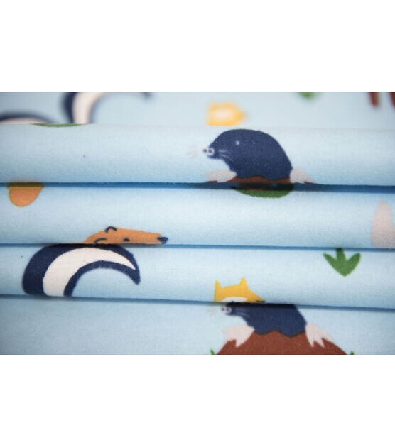 Light Blue Woodland Animals Super Snuggle Flannel Fabric By POP!, , hi-res, image 4
