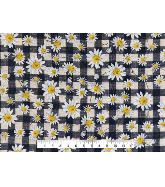 Packed Daisies on Navy Checks Quilt Cotton Fabric by Keepsake Calico, , hi-res, image 4