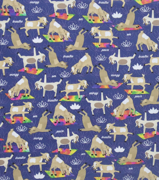 Happy Goat Yoga Novelty Cotton Fabric