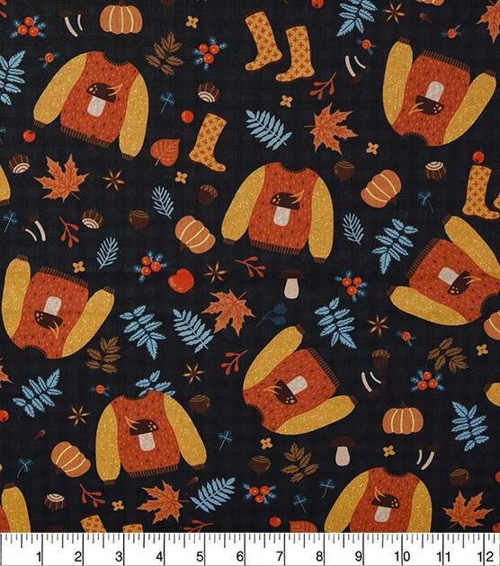 Fun & Funky Fall Sweaters Fall Print Cotton Fabric, , hi-res, image 2