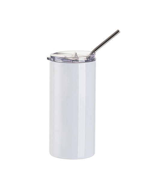 Craft Express 16oz White Stainless Steel Tumbler with Straw & Lid 4pk, , hi-res, image 2