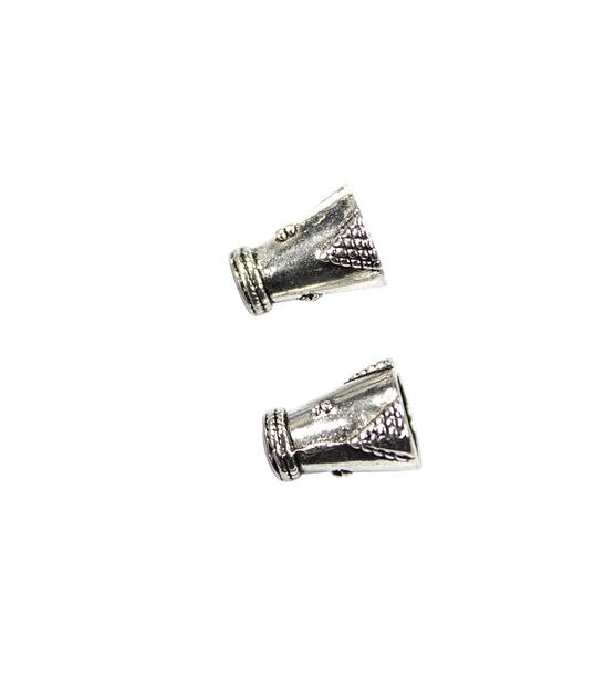 6pk Antique Silver Triangle Dotted Metal Bead Cones by hildie & jo