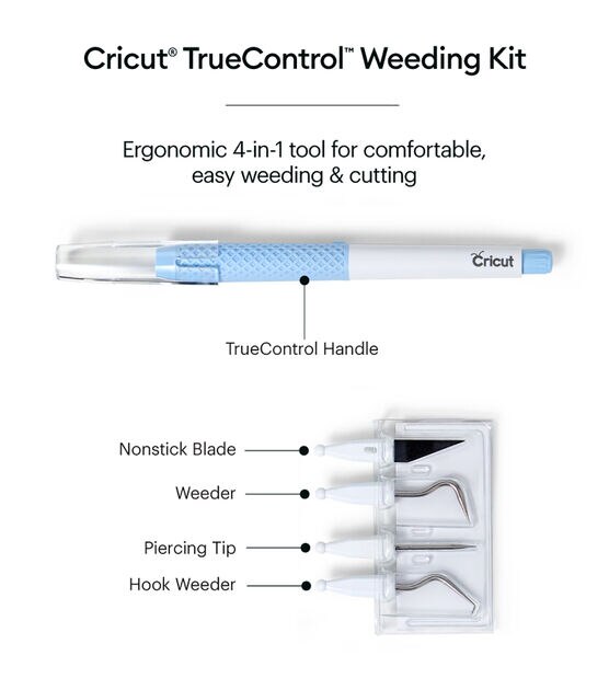 Cricut True Control Weeding Kit, Blue, Weeding Tools, Knife Blade,  Interchangeable Tips 