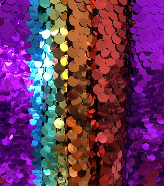 Glitterbug Sequin Fabric Rainbow Stripe, , hi-res, image 2