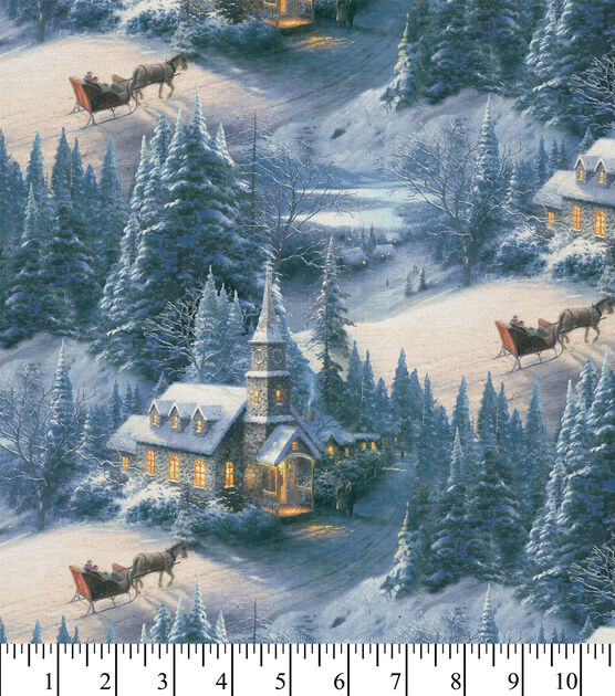 David Textiles Sunday Evening Sleigh Ride Christmas Cotton Fabric