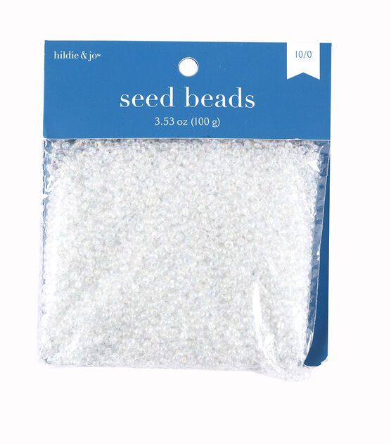 3.53oz Clear Aurora Borealis Plastic Crystal Seed Beads by hildie & jo