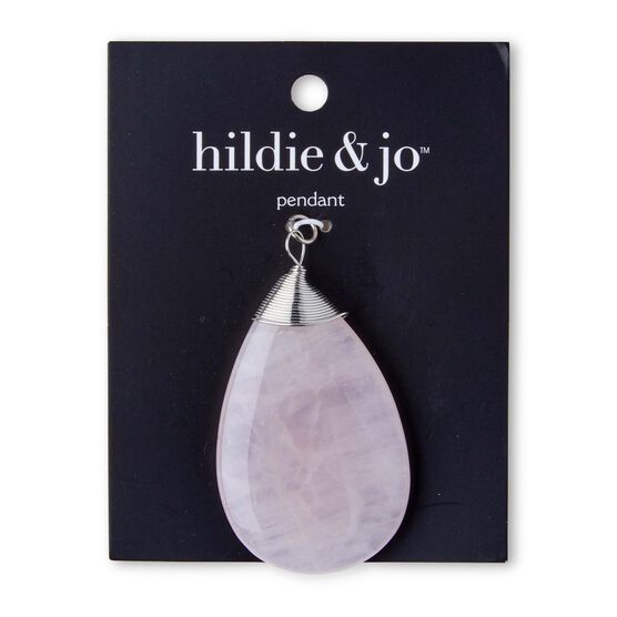 Silver Wire Wrapped Pink Teardrop Stone Pendant by hildie & jo