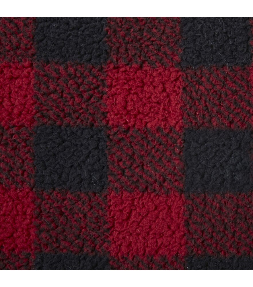 Red & Black Buffalo Checks Sherpa Fabric, Red And Black, swatch