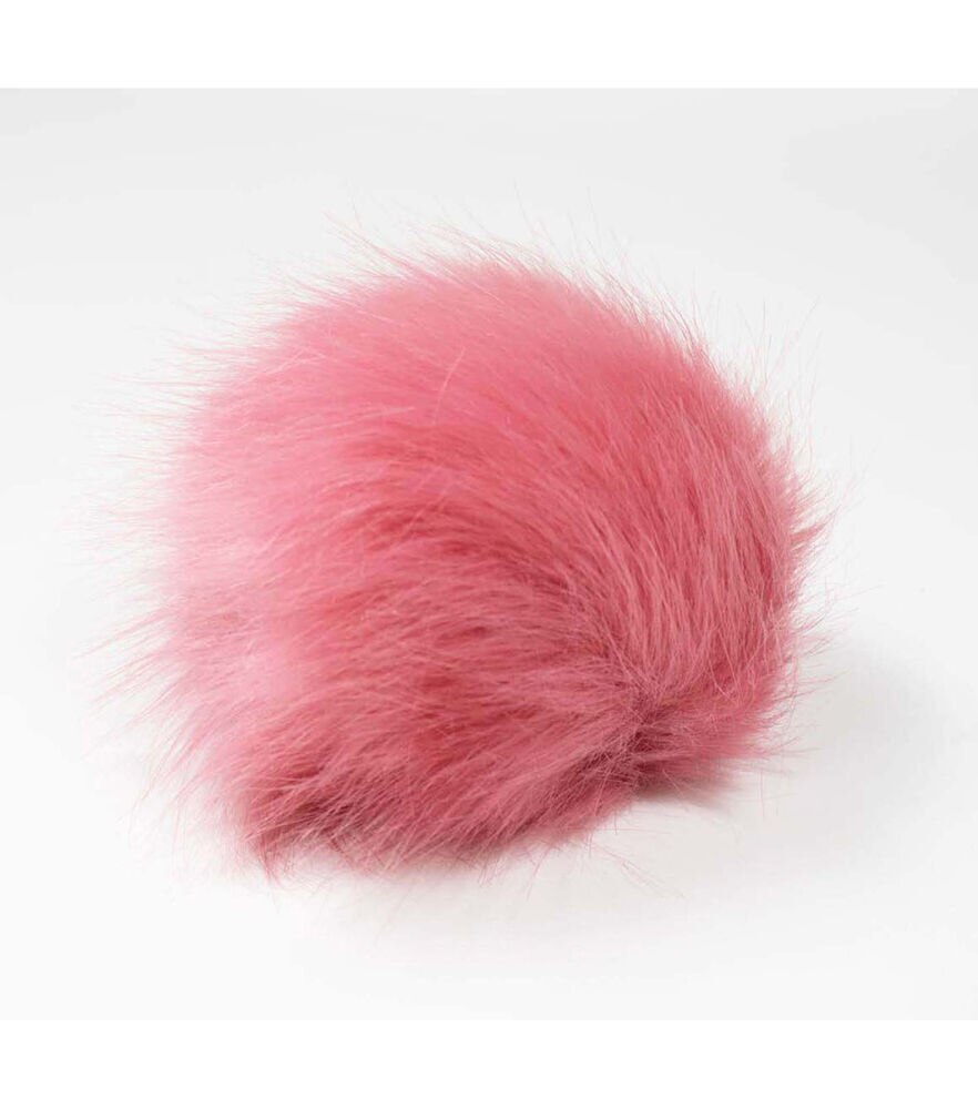 Faux Fur Pom Pom Bright Pink, Snap Closure