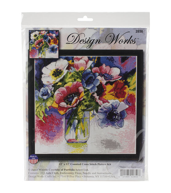Design Works 12" Watercolor Anemones Counted Cross Stitch Kit