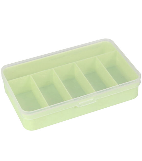 Everything Mary 6" Green 6 Compartment Plastic Storage Box With Lid