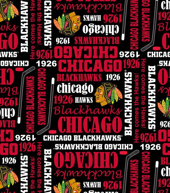 Chicago Blackhawks Cotton Fabric Writing