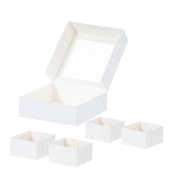6" White 4 Compartment Windowed Treat Boxes 15ct by STIR, , hi-res, image 3