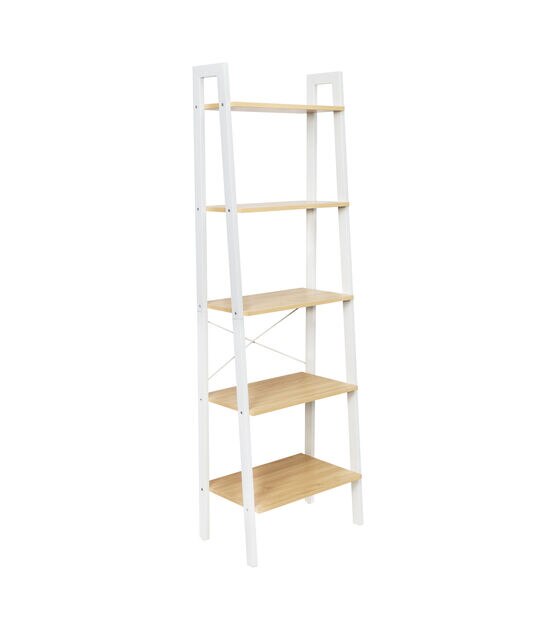 Honey Can Do 22" x 67.5" Wood & Metal 5 Tier A Frame Ladder Shelf 50lbs, , hi-res, image 4