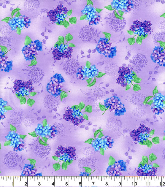 Hi Fashion Blue Mini Floral On Purple Premium Cotton Fabric