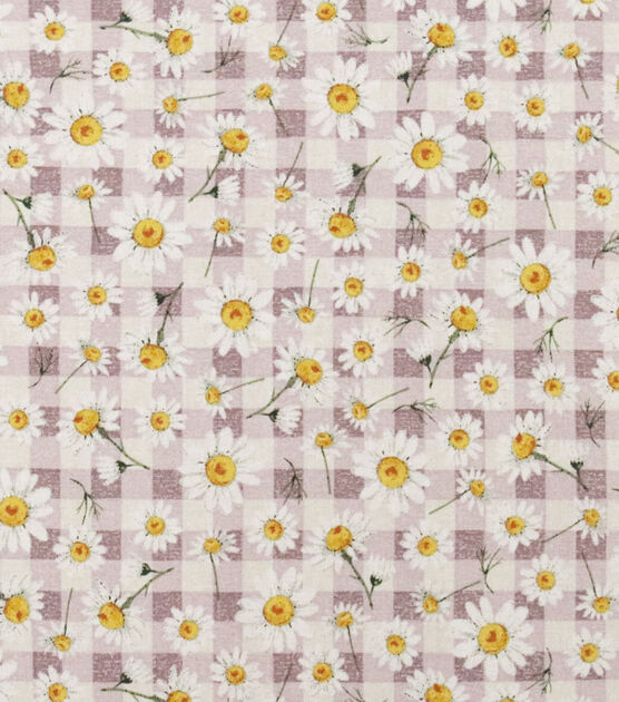 Daisies on Mauve Checks Quilt Cotton Fabric by Keepsake Calico