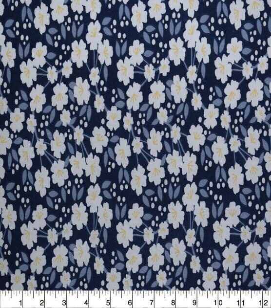 Floral on Navy Quilt Cotton Fabric by Quilter's Showcase