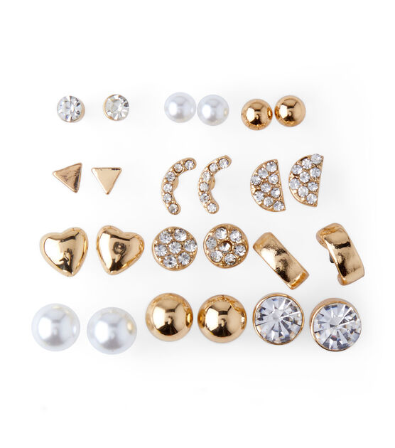 12ct Gold Metal Stud Earrings by hildie & jo, , hi-res, image 2
