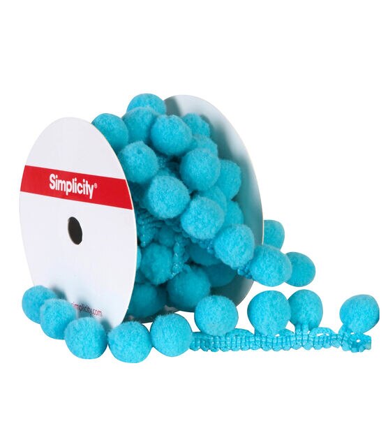 Simplicity Medium Pom Pom Trim 0.75'' Teal, , hi-res, image 4