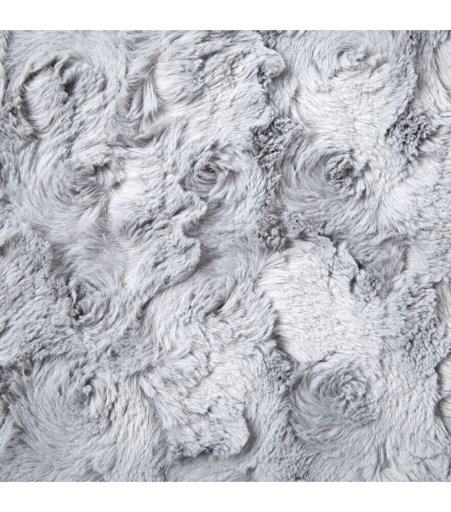Faux Fur Large Swirl Design Fabric, Grey Lt, swatch, image 3