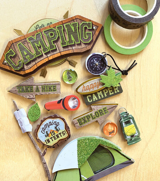 Paper House 4.5''x8.5'' 3D Stickers Lets Go Camping, , hi-res, image 2
