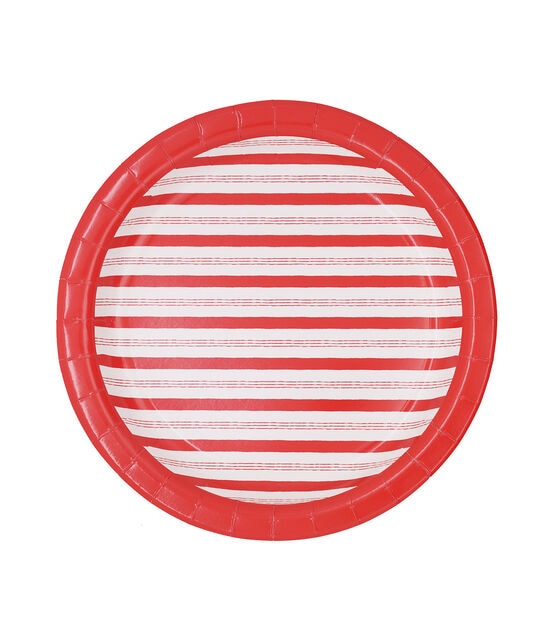 9 Christmas Red Striped Dinner Paper Plates 8pk by Place & Time