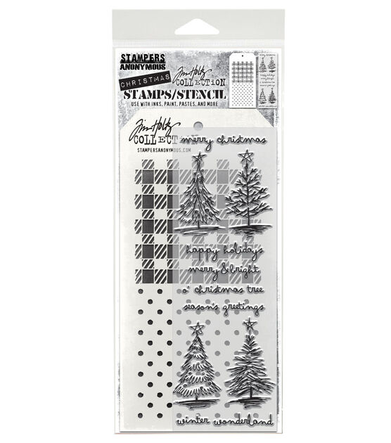 Tim Holtz 11" Scribbly Christmas Clear Stamps & Stencil Set