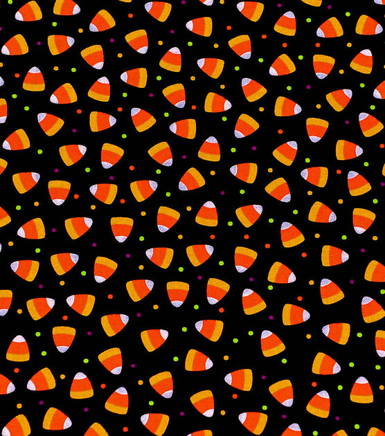 Candy Corn Dots Halloween Cotton Fabric, , hi-res, image 2