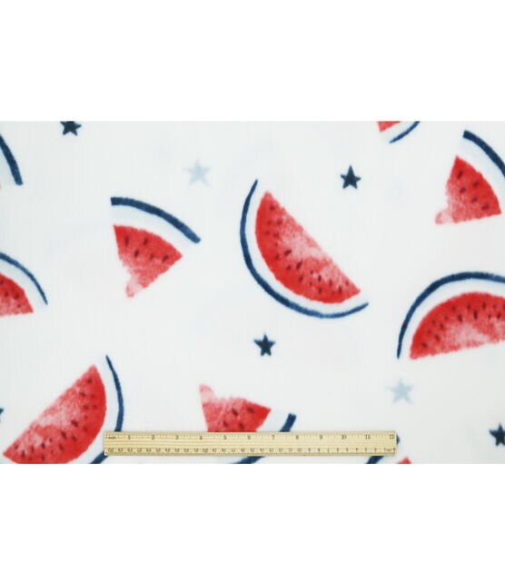 Patriotic Watermelons on White Anti Pill Fleece Fabric, , hi-res, image 4