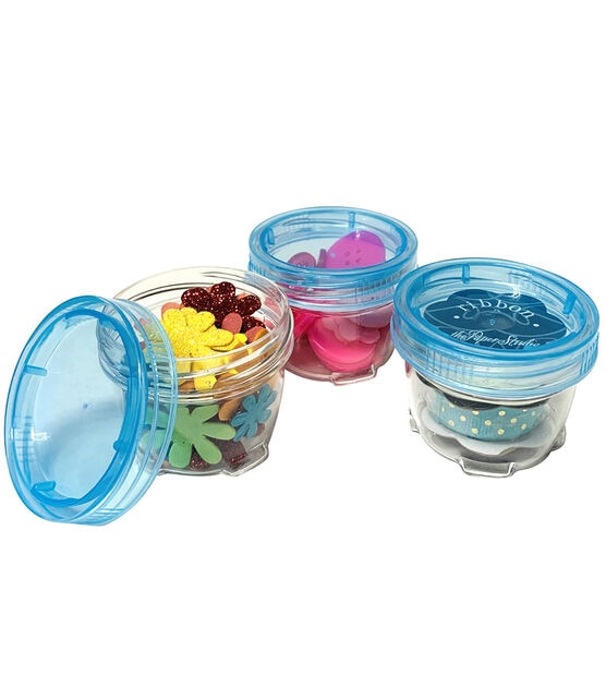 Everything Mary 2" x 1.5" Plastic Stackable Jars With Blue Lids 3pk, , hi-res, image 3