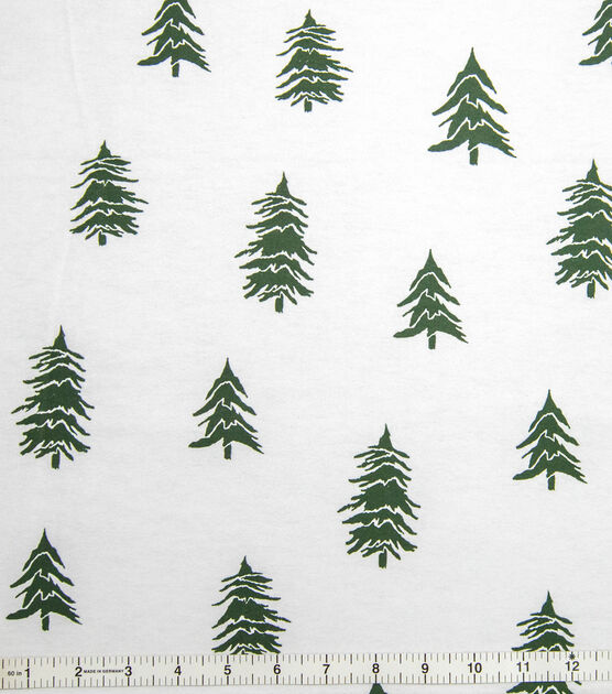 Green Trees on White Super Snuggle Christmas Flannel Fabric
