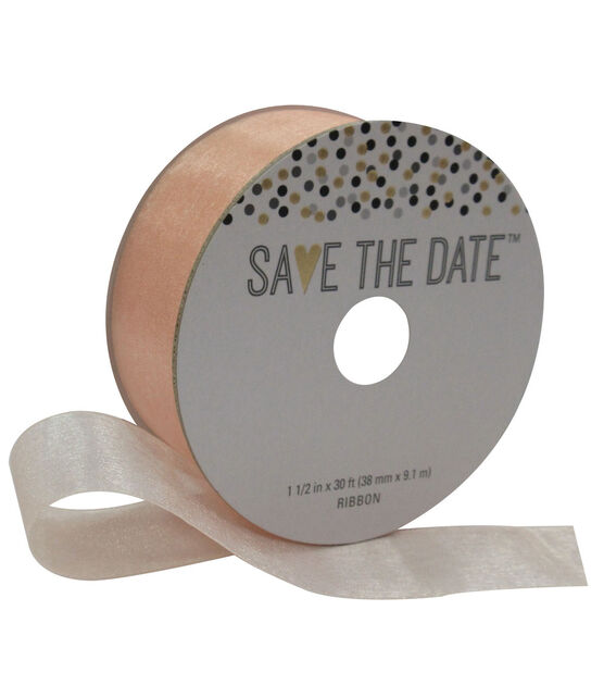 Save the Date 1.5" X 30' Peach Sheer Ribbon