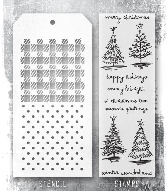 Tim Holtz 11" Scribbly Christmas Clear Stamps & Stencil Set, , hi-res, image 2