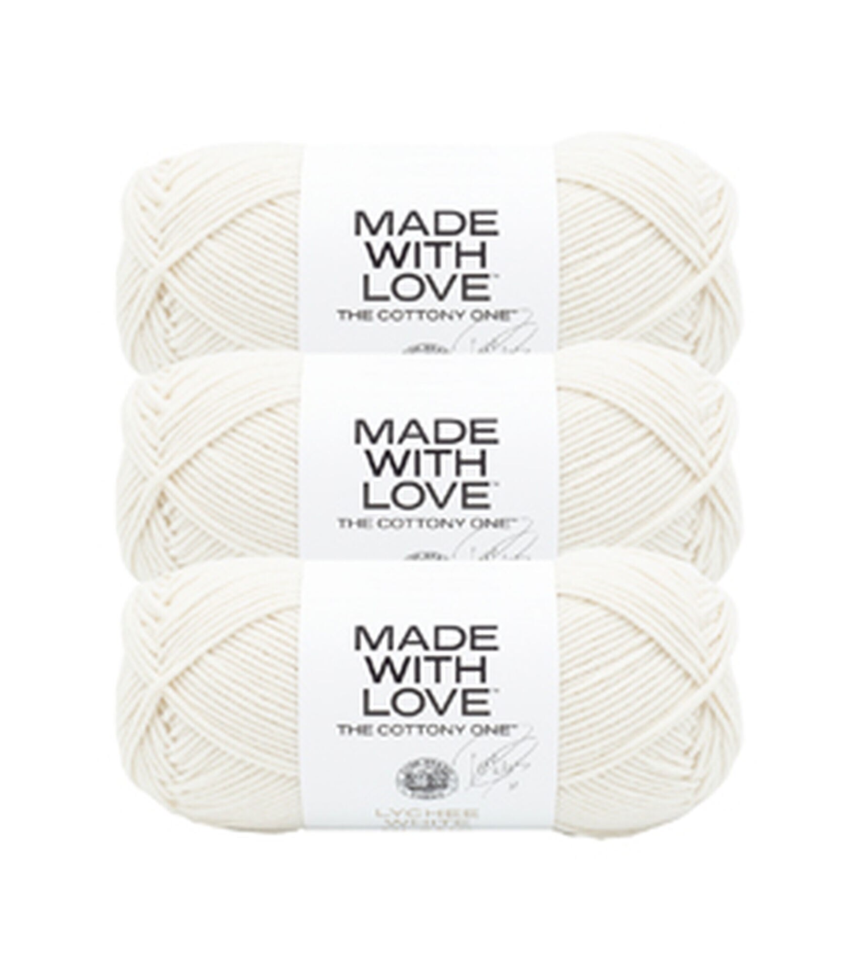 Lion Brand Tom Daley The Cottony One 185yds Worsted Cotton Blend Yarn, Lychee White, hi-res