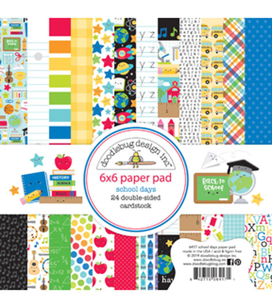 Doodlebug School Days 24 pk 6in x 6in Double-sided Paper Pad