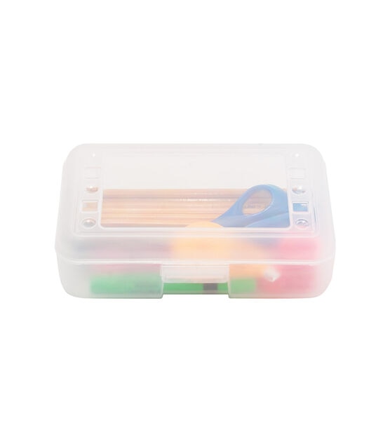 Advantus 8.5" x 4" Clear Plastic Pencil Box, , hi-res, image 3