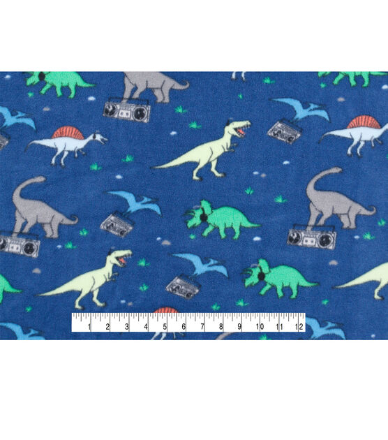 Cool Dinosaurs on Blue Anti Pill Fleece Fabric, , hi-res, image 4