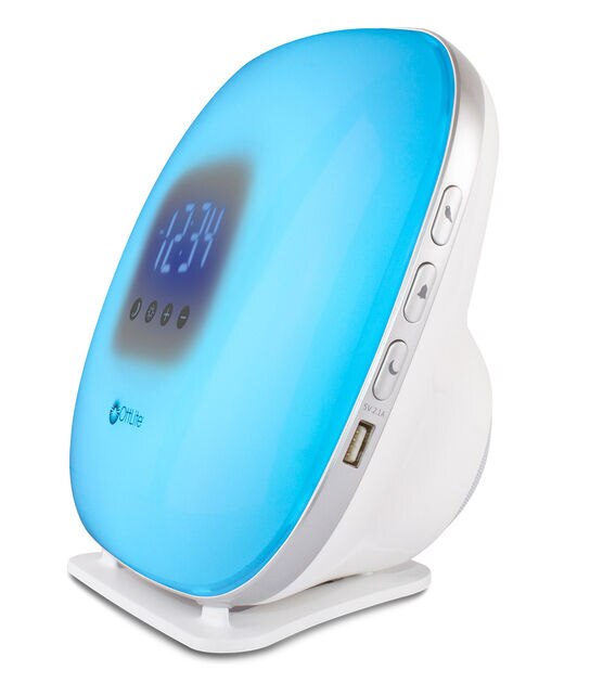 OttLite 8" Color Changing Light & Alarm Clock With USB Port, , hi-res, image 3