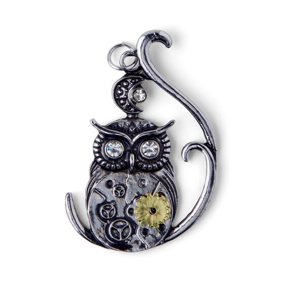 Silver Gear Owl Pendant by hildie & jo, , hi-res, image 2