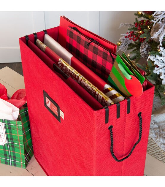 Santa's Bags Red Gift Bag and Tissue Paper Storage Box with Gift