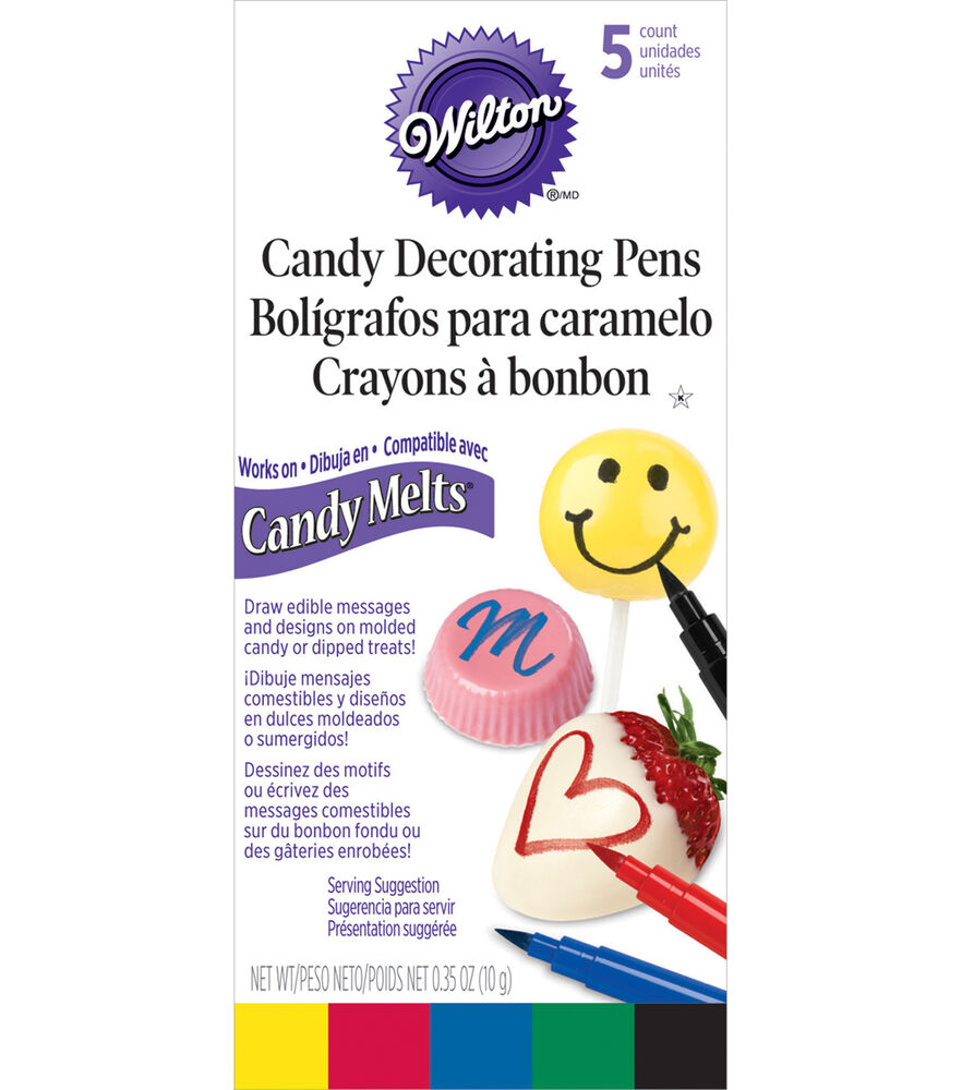 Wilton 5ct Candy Decorating Pens, Primary, swatch
