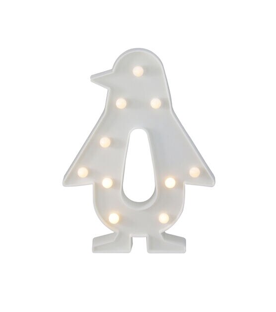 Northlight 10.25" White Penguin LED Marquee LED Sign