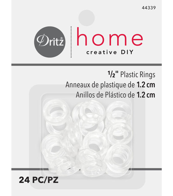 Clear Half Inch Plastic Rings- 24 Count